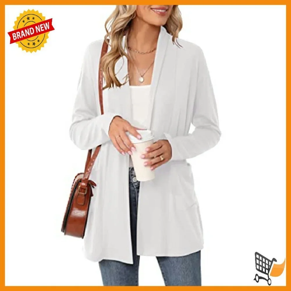 Long Sleeve Open Front Cardigan with Pockets Lightweight Loose Fit
